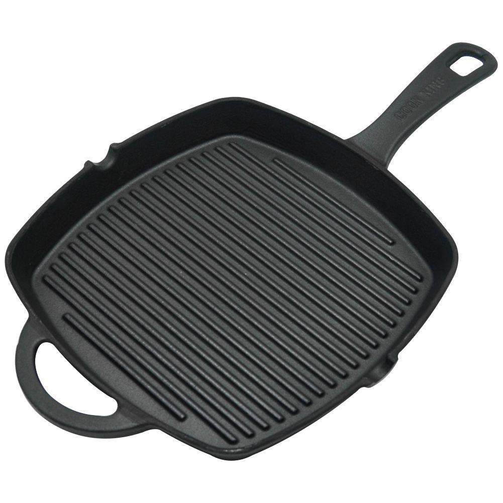 Tigaie grill Hit, Fonta, 25x25x3 cm, Negru